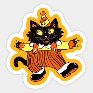 Cartoon Halloween Clown Cat Sticker